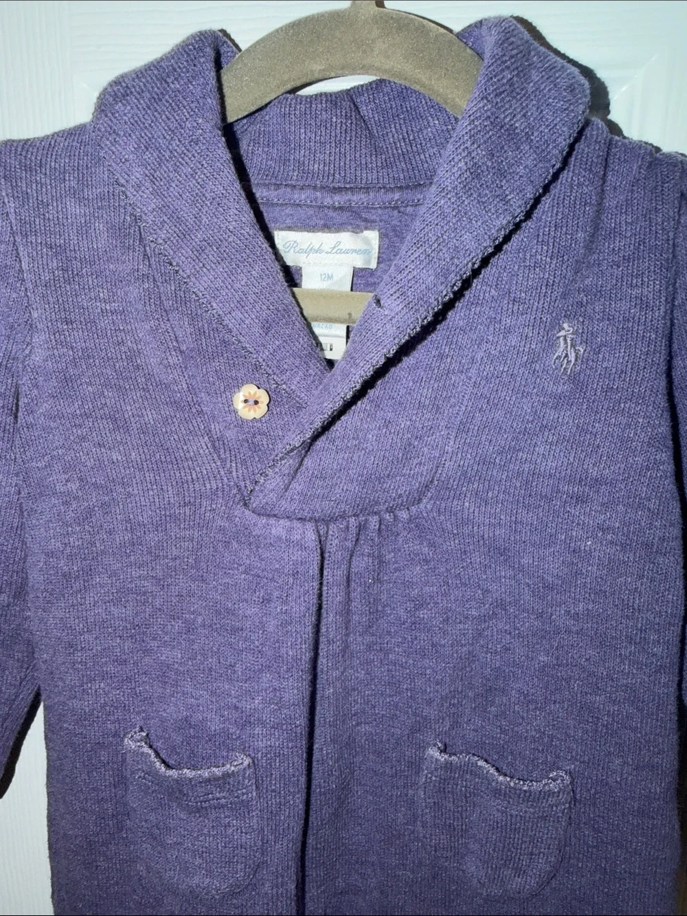 Ralph Lauren Purple Shawl Collar One-Piece for baby 12m